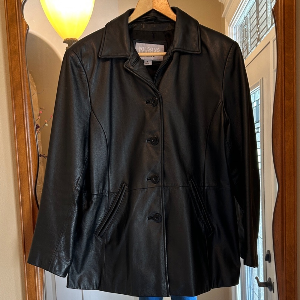 Wilson Black Leather Button-Front Women’s Jacket